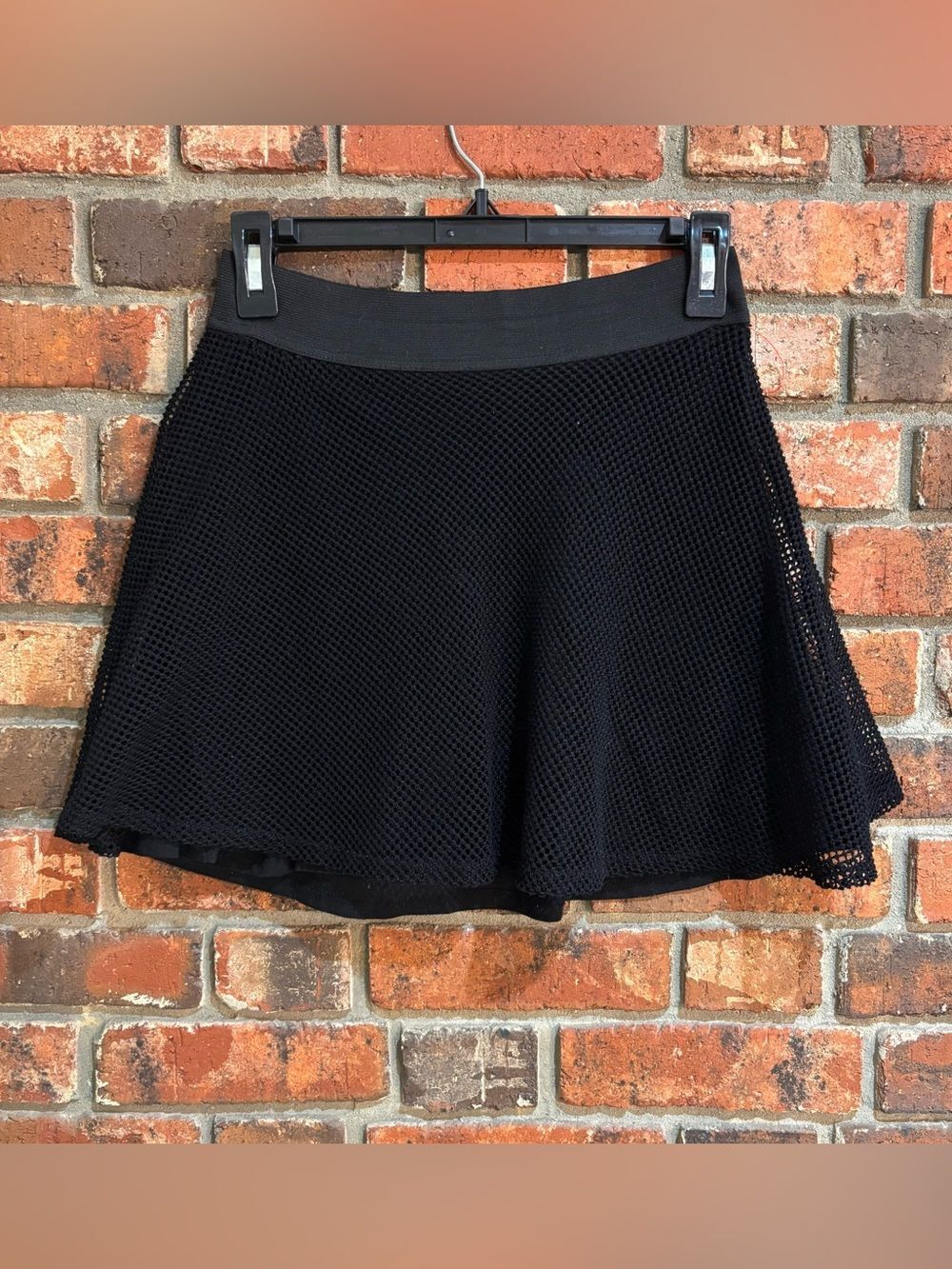 Material girl womens mesh lined skater circle mini skirt black S